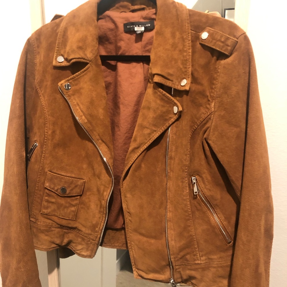 Brown Suede Leather Jacket Size L